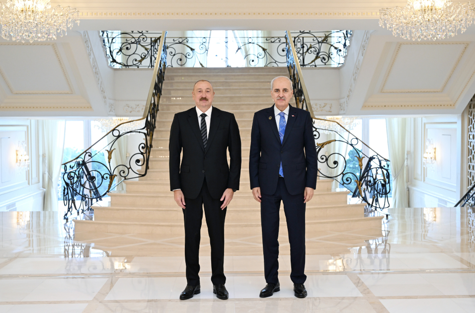 Prezident İlham Əliyev Türkiyə Böyük Millət Məclisi sədrinin rəhbərlik etdiyi nümayəndə heyətini qəbul edib (FOTO/VİDEO)