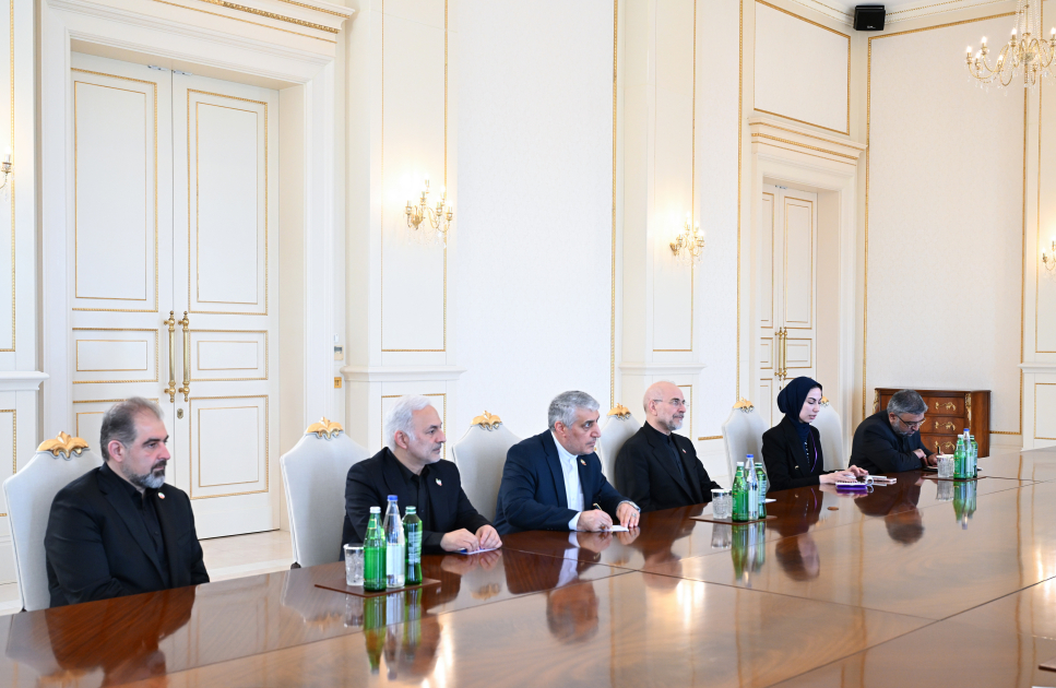 Prezident İlham Əliyev İran İslam Şurası Məclisinin sədrinin başçılıq etdiyi nümayəndə heyətini qəbul edib (FOTO)