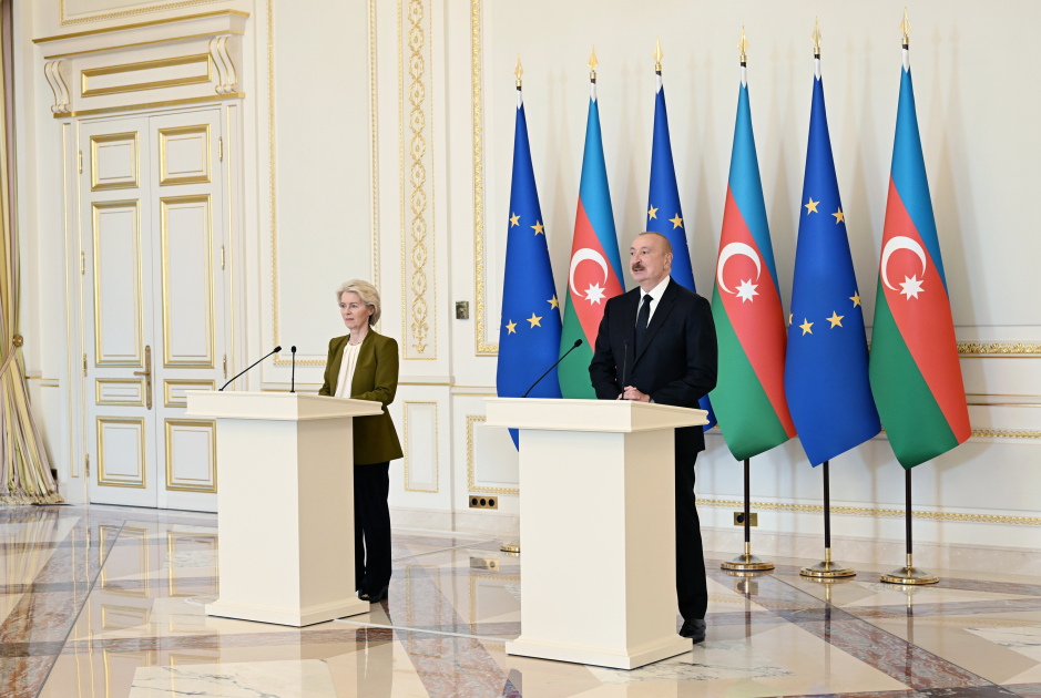 Prezident İlham Əliyev və Avropa Komissiyasının Prezidenti mətbuata bəyanatlarla çıxış ediblər (FOTO/VİDEO) (YENİLƏNİB)