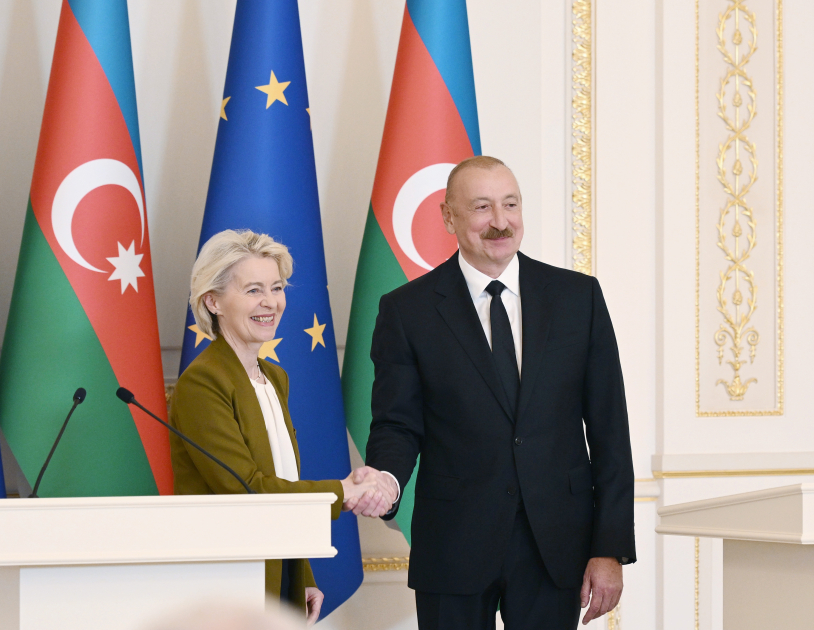 Prezident İlham Əliyev və Avropa Komissiyasının Prezidenti mətbuata bəyanatlarla çıxış ediblər (FOTO/VİDEO) (YENİLƏNİB)