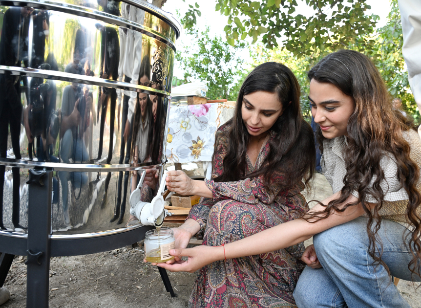 Leyla Əliyeva Yevlaxda “Gənc arıçı” layihəsinin iştirakçısı ilə görüşüb (FOTO)