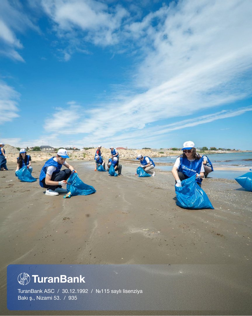 TuranBank Ekologiya və Təbii Sərvətlər Nazirliyi ilə birgə Xəzər sahilində təmizlik aksiyası keçirib (FOTO)