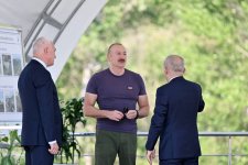 Prezident İlham Əliyev Laçında “Həkəriçay” su anbarının təməlini qoyub (FOTO)