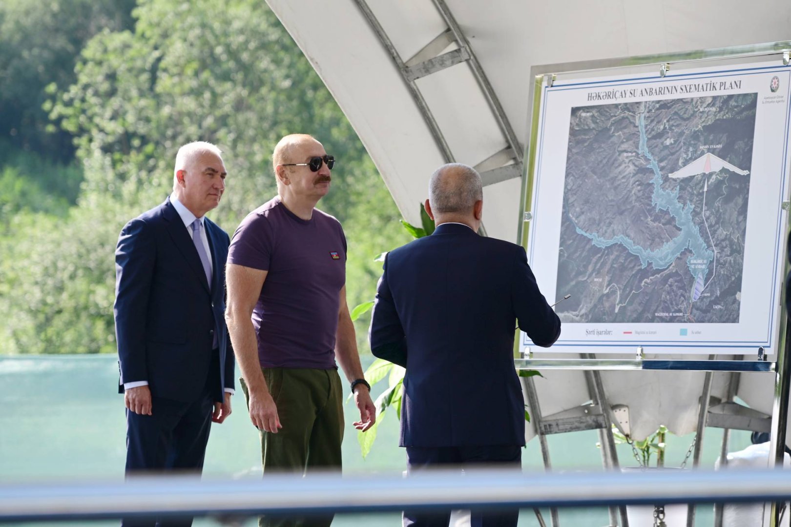 Prezident İlham Əliyev Laçında “Həkəriçay” su anbarının təməlini qoyub (FOTO)