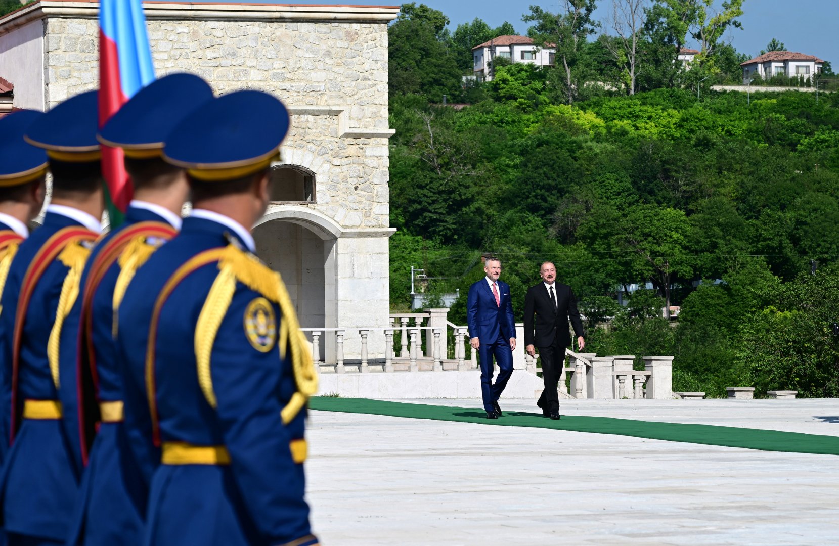 Slovakiya Prezidenti Peter Pelleqrininin Şuşada rəsmi qarşılanma mərasimi olub (FOTO)