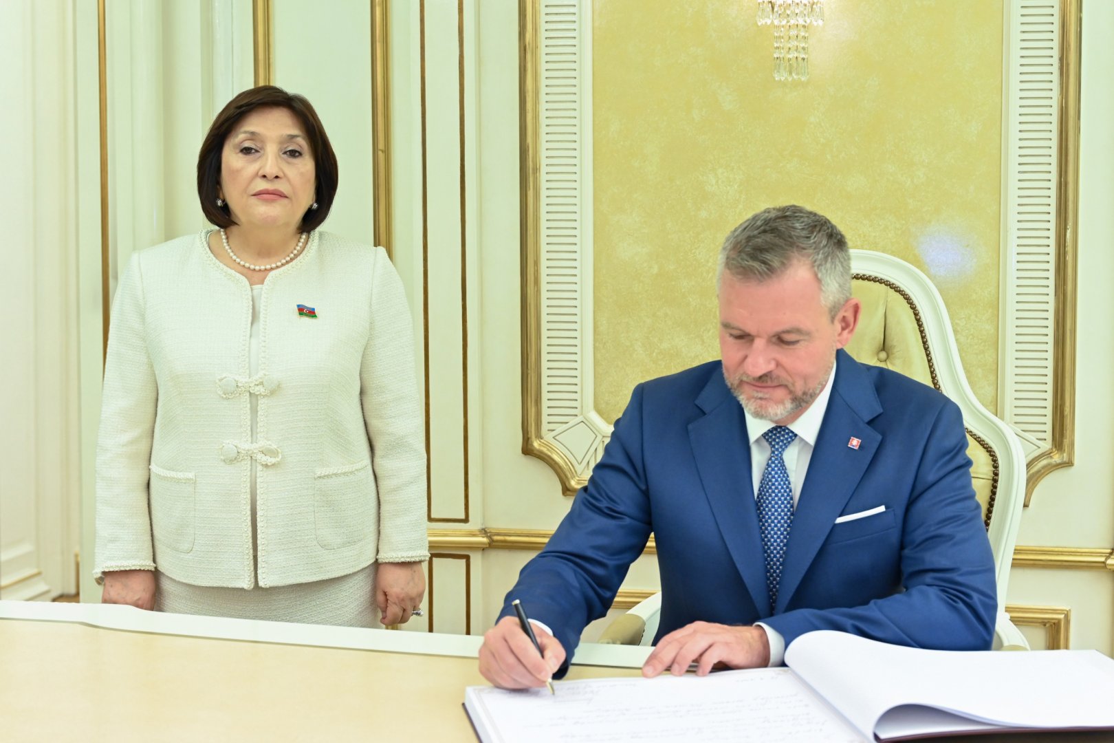 Sahibə Qafarova Slovakiya Prezidenti Peter Pelleqrini ilə görüşüb (FOTO)