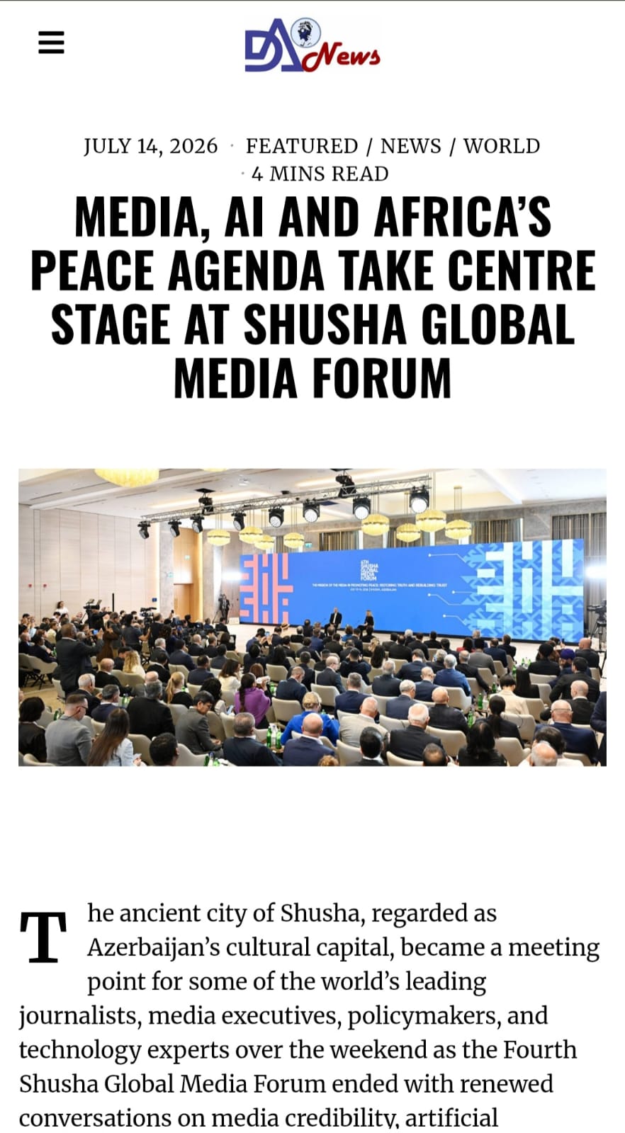 Şuşa Media Forumunun xarici iştirakçıları Prezident İlham Əliyevin sülh və əməkdaşlığa dair mesajlarının vacibliyini qeyd ediblər (FOTO)
