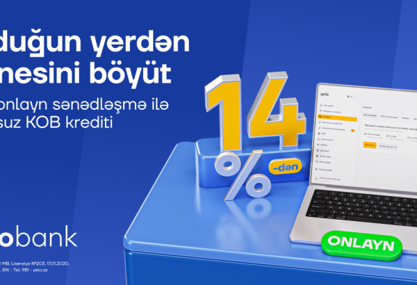 Yelo Bank-dan sahibkarlara 300 000 AZN-dək onlayn və girovsuz kredit!
