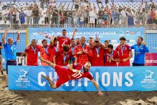 Çimərlik futbolu üzrə Azərbaycan millisi Avropa çempionatının B Liqasının qalibi olub (FOTO)