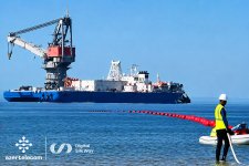 Xəzər dənizinin dibi ilə Trans-Xəzər Fiber-Optik Kabel Xəttinin çəkilişi başa çatıb (FOTO)