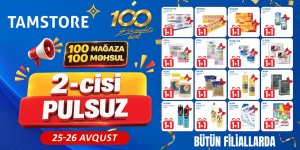 100-cü mağazaya özəl: 100 məhsulda 2-cisi PULSUZ!