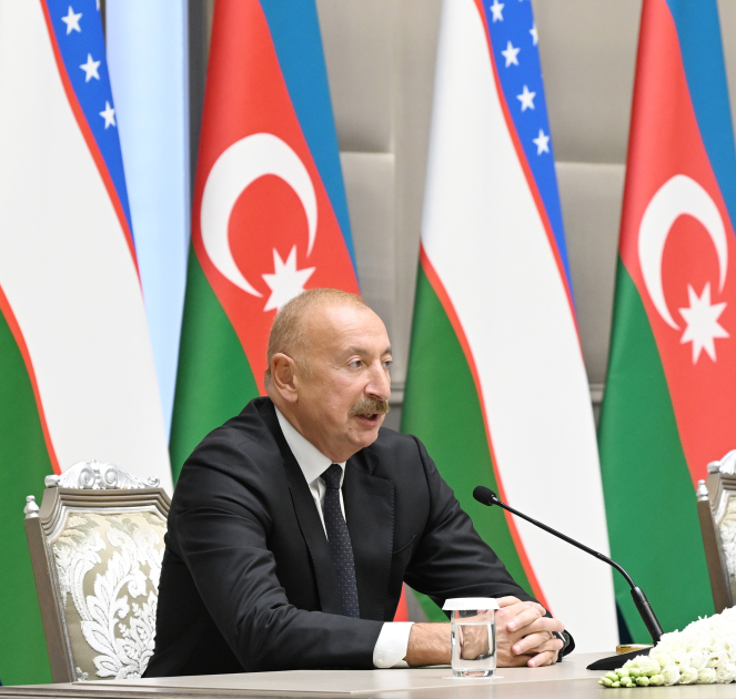 Azərbaycan və Özbəkistan prezidentləri mətbuata bəyanatlarla çıxış ediblər (FOTO) (YENİLƏNƏCƏK)