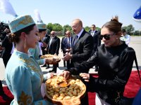 Prezident İlham Əliyev Qırğızıstana işgüzar səfərə gəlib (FOTO)