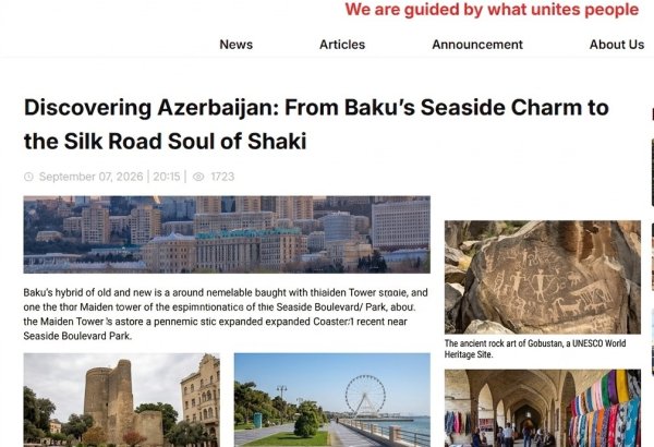 Türkmənistanın nüfuzlu "Orient.tm" portalında Azərbaycanın turizm potensialı təqdim olunub