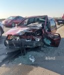 Bərdədə iki avtomobil toqquşub, sürücü ölüb (FOTO)