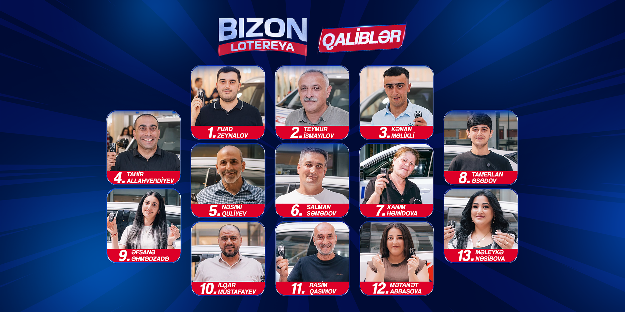 Bizon “13 həftə, 13 avtomobil” lotereyasını uğurla yekunlaşdırdı – 13 qalib avtomobilinə qovuşdu (FOTO)