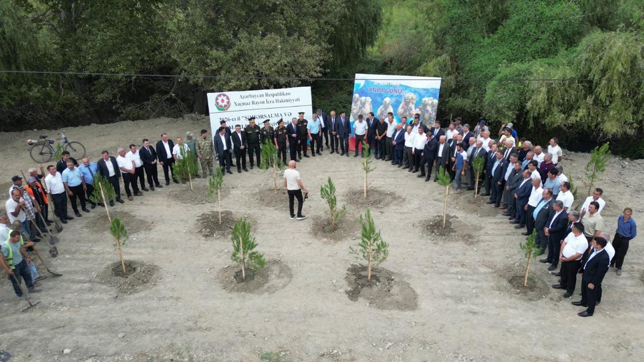 Xaçmazda şəhidlərin xatirəsinə ağacəkmə aksiyası keçirilib (FOTO)