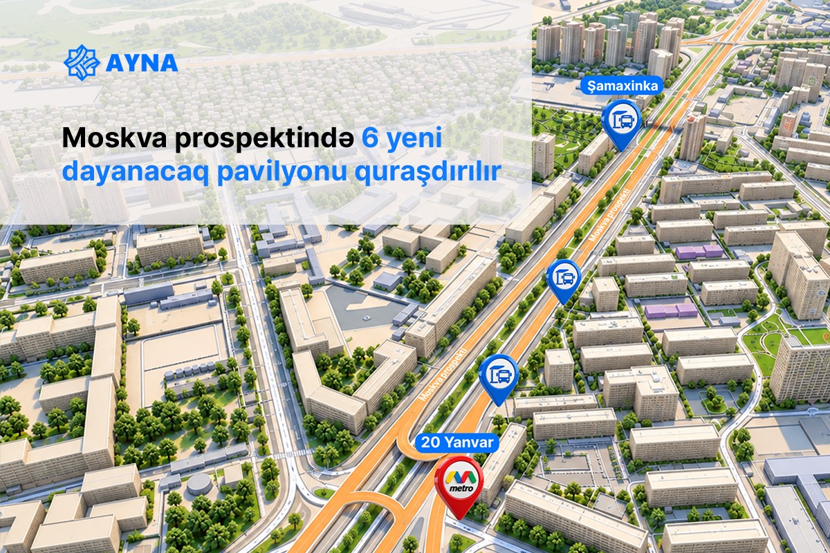 Moskva prospektində 6 yeni dayanacaq pavilyonu quraşdırılır (FOTO)