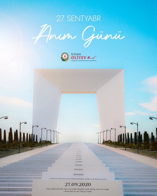 Prezident İlham Əliyev 27 Sentyabr - Anım Günü ilə əlaqədar paylaşım edib (FOTO)