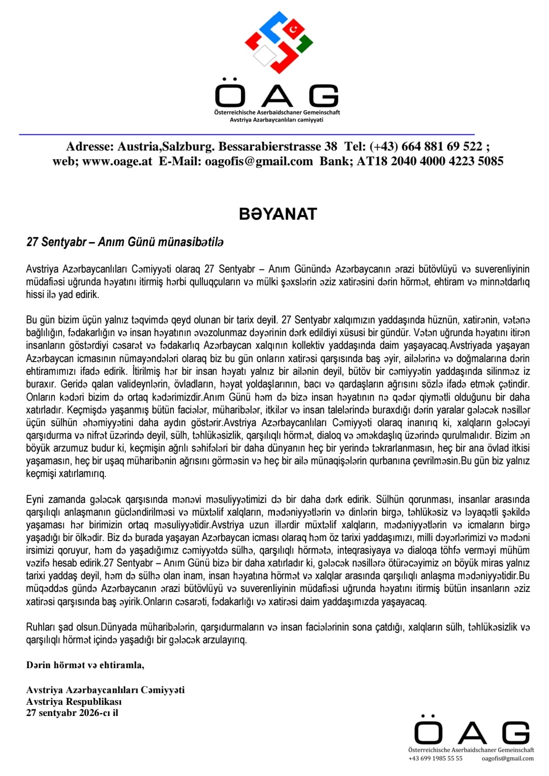 Azərbaycan diaspor təşkilatları Anım Günü ilə bağlı bəyanatlar yayıblar (FOTO)