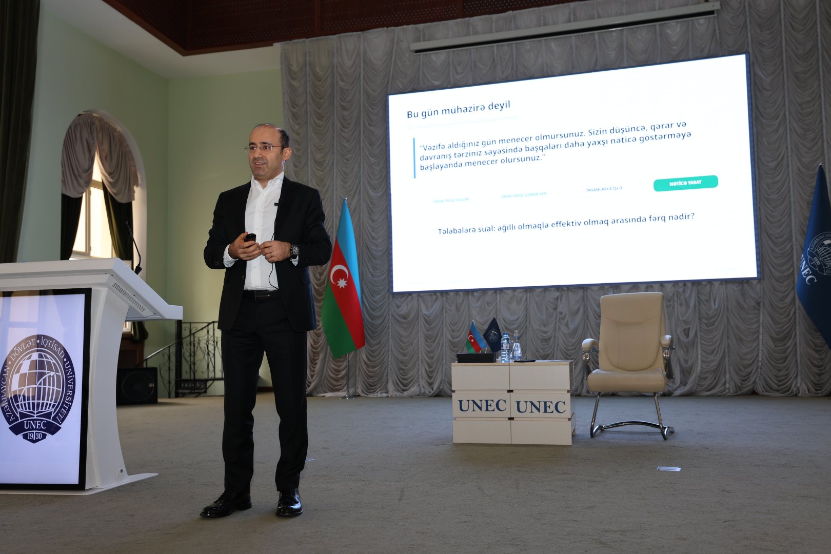 PASHA Holdingin Baş İcraçı Direktoru UNEC tələbələri üçün master-klass keçib (FOTO)