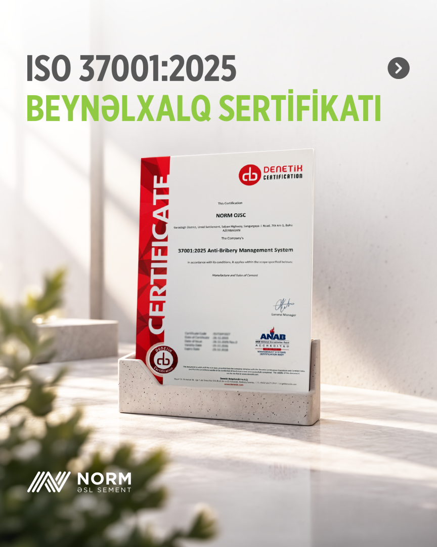 Norm ISO 37001:2025 beynəlxalq sertifikatını əldə edib (FOTO)