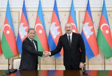 Prezident İlham Əliyev və Kambocanın Baş naziri mətbuata bəyanatlarla çıxış ediblər (FOTO)