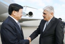 Laos Prezidenti Azərbaycana rəsmi səfərə gəlib (FOTO)