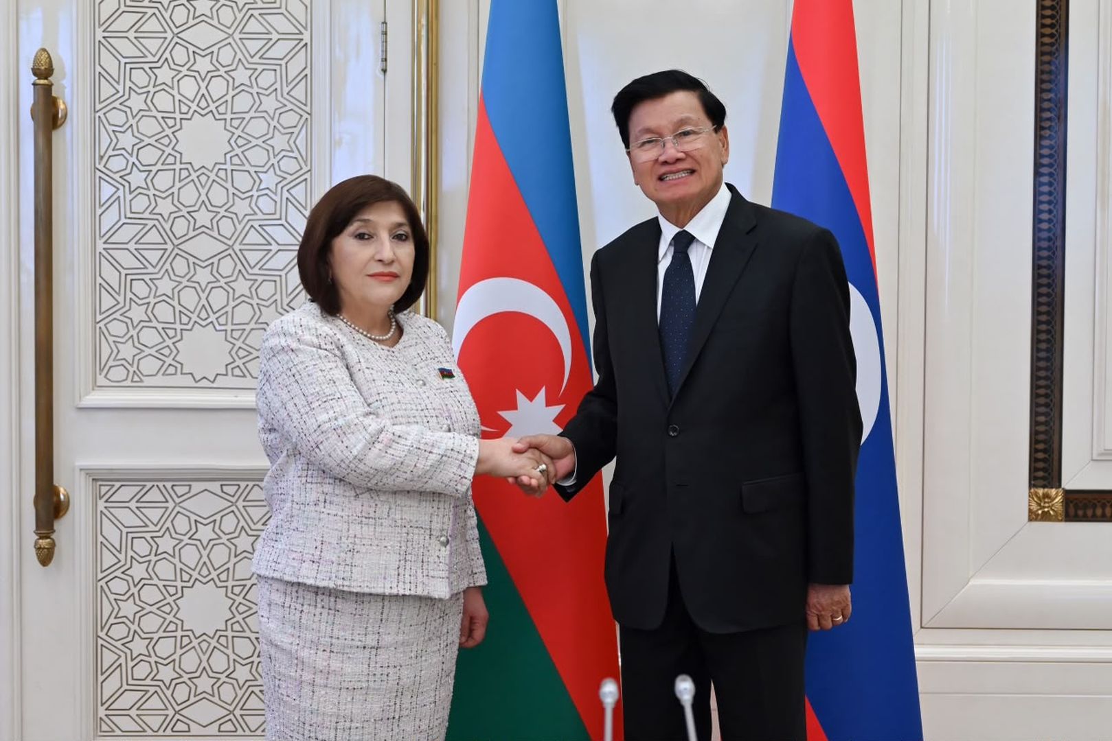 Sahibə Qafarova Laos Prezidenti ilə parlamentlərarası əlaqələri müzakirə edib (FOTO)
