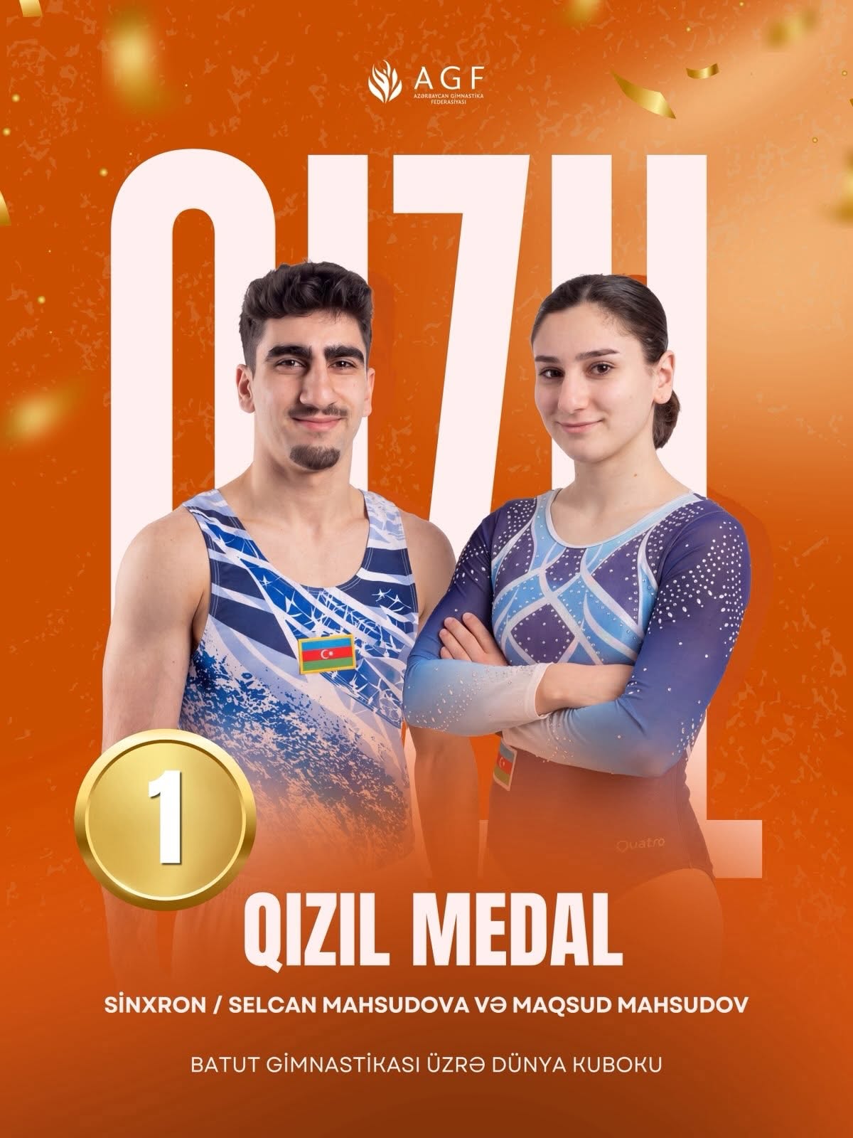 Azərbaycan gimnastları batut gimnastikası üzrə Dünya kubokunda növbəti qızıl medal qazanıblar (FOTO)
