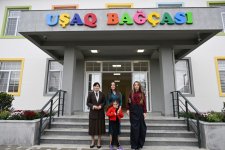 Leyla Əliyeva və Alyona Əliyeva Şamaxının Göylər kəndində körpələr evi-uşaq bağçasının açılışında iştirak ediblər (FOTO)