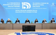 Prezident İlham Əliyev VII Ümumdünya Mədəniyyətlərarası Dialoq Forumunun açılışında çıxış edib (FOTO)