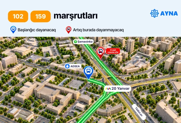 “20 Yanvar” yaxınlığındakı dayanacaqdan daha dörd marşrut çıxarılır